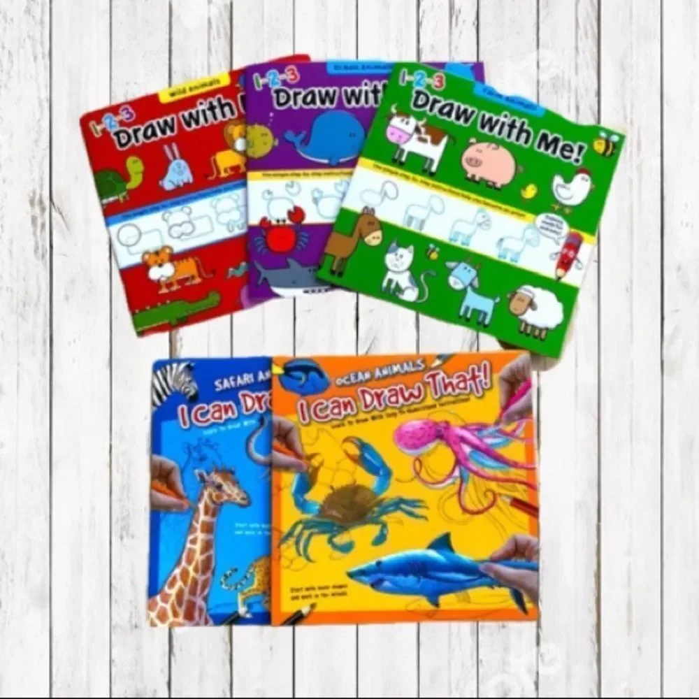 Little Artist Drawing Book Bundle of 5 Draw With Me and Drawing I Can Draw That